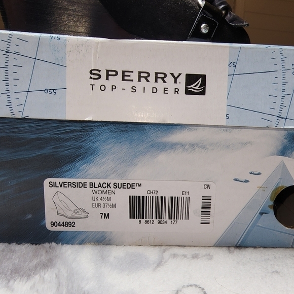𝅺SPERRY | Black Suede Open Toe Boe Tie Wedges 7 - Picture 8 of 9